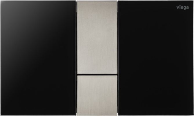 Viega WC Betätigungsplatte VfS 24 8614.1 Acryl tiefschwarz / edelstahlfarben, 130 x 220 x 6 mm, Farbe Edelstahl-Optik (silber) Bild 2
