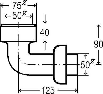 Viega Urinalablaufbogen 50 / 65 mm Anschluss 50 mm Abgang ohne Reinigung, 125 mm, Farbe weiß Bild 7