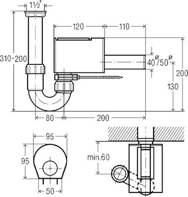 Viega Röhrengeruchverschluss Sperrfix, 4995.1 in G1 1/2 x Kunststoff, 40 x 220 mm Bild 7