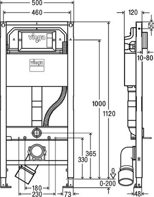 Viega WC-Element Prevista Dry, Höhe 1120 mm, mit Dusch-WC Anschluss, 1120 x 500 mm Bild 5