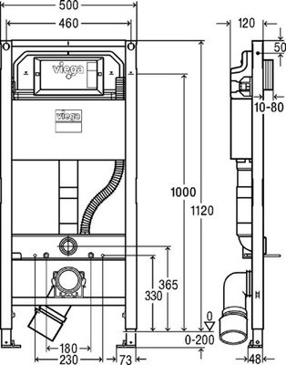 Viega WC-Element Prevista Dry, Höhe 1120 mm, mit Dusch-WC Anschluss, 1120 x 500 mm Bild 4