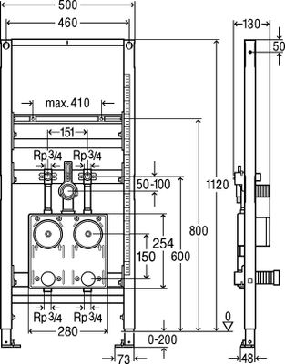 Viega Waschtisch-Element Prevista Dry 8537 UP Wasserzaehler EAS Typ ISTA 1120 mm, 1120 x 500 mm Bild 7