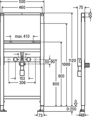Viega Waschtisch-Element Prevista Dry 8538 Anschlüsse fixiert in 1120 mm, 1120 x 500 mm Bild 5