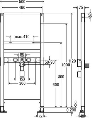 Viega Waschtisch-Element Prevista Dry 8538 Anschlüsse fixiert in 1120 mm, 1120 x 500 mm Bild 4
