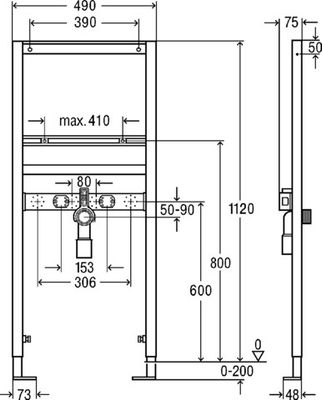 Viega Waschtisch-Element Prevista Dry, Objektvariante in 1120 mm, 1120 x 490 mm Bild 6