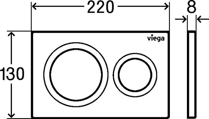 Viega Betätigungsplatte Visign for Style 20, 2-Mengen-Spülung, Edel, 130 x 8 x 8 mm, Farbe edelmatt Bild 7