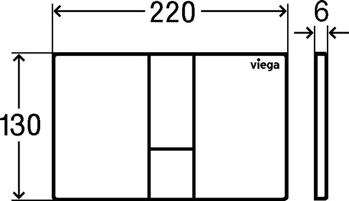 Viega WC Betätigungsplatte VfS 24 8614.1 aus Kunststoff in edel, 130 x 220 x 6 mm, Farbe Edelstahl-Optik (silber) Bild 7