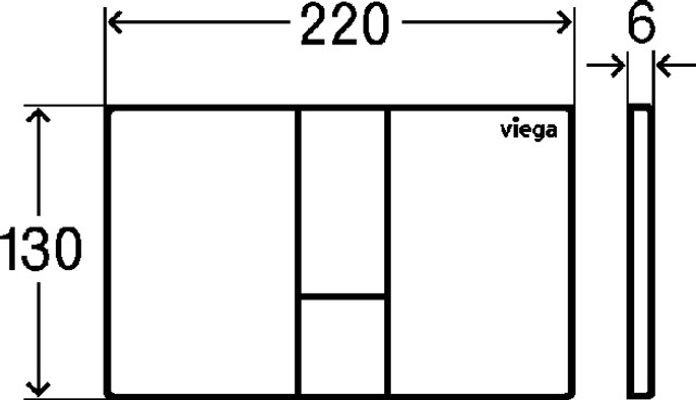 Viega WC Betätigungsplatte VfS 24 8614.1 aus Kunststoff in edel, 130 x 220 x 6 mm, Farbe Edelstahl-Optik (silber) Bild 6