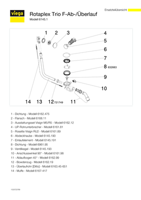 Viega Ab-und Überlauf Rotaplex Trio F 6145.1 in DN 40 /, 50 x 725 mm, Farbe silberfarben Bild 3