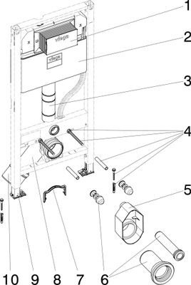 Viega WC-Element Prevista Dry, Höhe 1120 mm, mit Dusch-WC Anschluss, 1120 x 500 mm Bild 3
