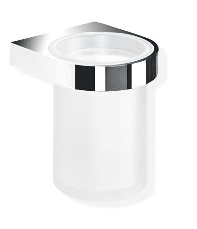 Hewi Becher Gl. mit Halter Sys 800, Becher aus Kristallglas satiniert, 110 x 81 x 92 mm, Farbe chrom Bild 1