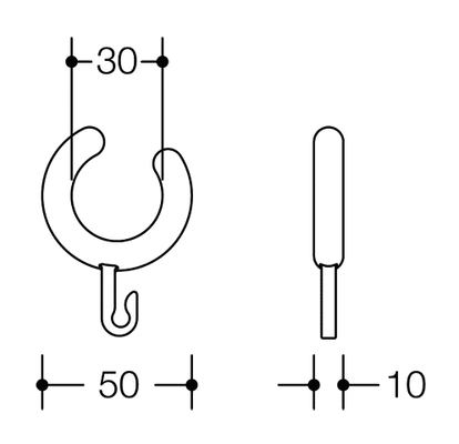 Hewi Vorhangringe, 5 Stück, für VH-Stange 900, 50 x 50 x 10 mm, Farbe weiß Bild 2