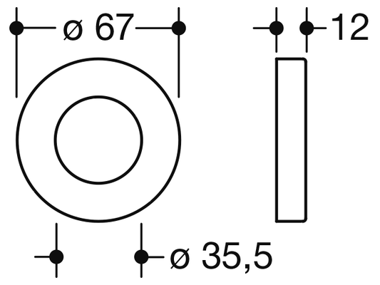 Hewi Rosettenkappe, d:35,5, Rosette d:70 mm, schliff Bild 2