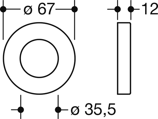 Hewi Rosettenkappe, d:35,5, Rosette Durchmesser: 70 mm, schliff Bild 2