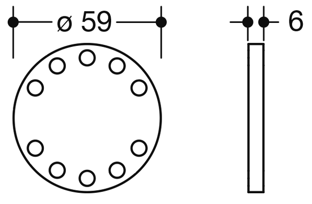 Hewi Dichtronde, für 900,801,805C, Set 10 Stahlrosette, Lochbild 10 Bohrungen Bild 2