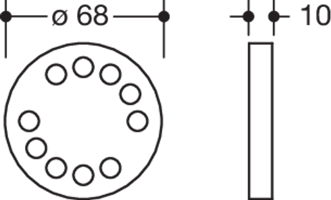 Hewi Ausgleichsscheibe D=, h=10 mm, für 900 (Edelstahl) und 805C, 68 mm, Farbe silberfarben Bild 2
