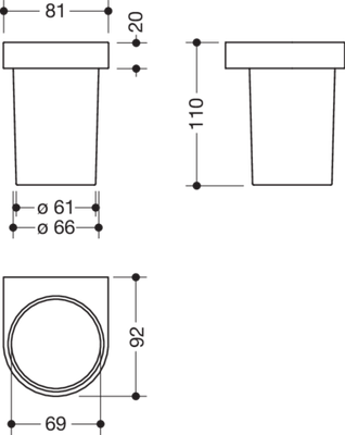 Hewi Becher Gl. mit Halter Sys 800, Becher aus Kristallglas satiniert, 110 x 81 x 92 mm, Farbe chrom Bild 3