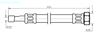 Neoperl NEOFLEX Panzerschlauch mit Rohrstutzen x IG, 10 mm x 3/8", 50 cm, DN 8 Bild 3