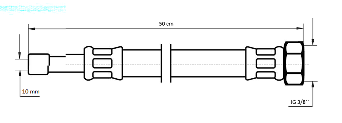 Neoperl NEOFLEx Panzerschlauch Rohrstutzen x IG, 10 mm x 3/8" 50 cm, DN 8 Bild 3