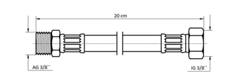 Neoperl Neoflex Panzerschlauch IG x AG, KIWA, 3/8" x 3/8" 20 cm, DN 8, Farbe silberfarben Bild 3
