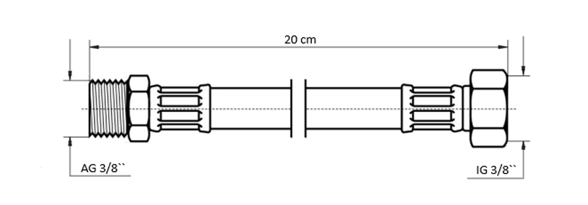 Neoperl IG x AG, KIWA, 3/8" x 3/8" 20 cm, DN 8, Farbe silberfarben Bild 3