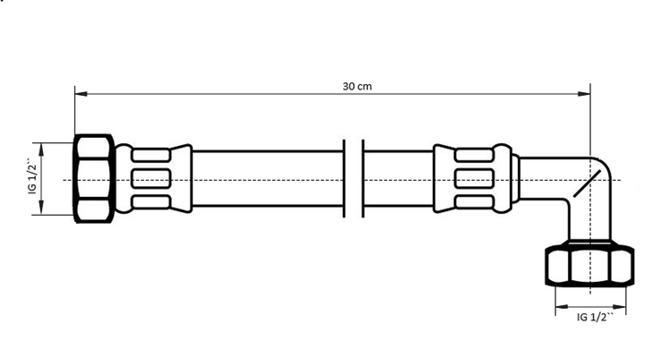 Neoperl IG x IG gebogen, 1/2" x 1/2" 30 cm, DN 10 Bild 3