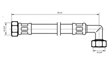 Neoperl Neoflex Panzerschlauch IG x IG gebogen, 3/4" x 3/4" 70 cm, DN 20 Bild 3