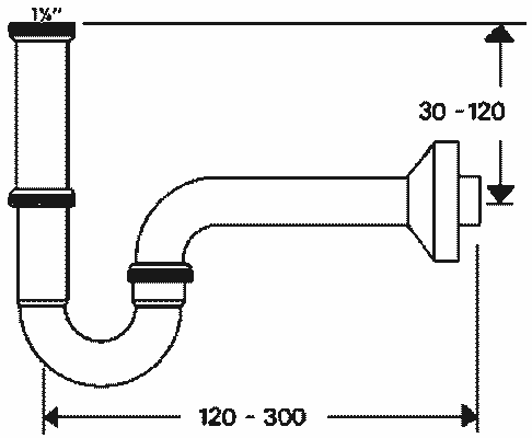 P&M Röhrensifon, für Waschtisch 1 1/4" x 32 mm, Langversion, Farbe chrom Bild 4