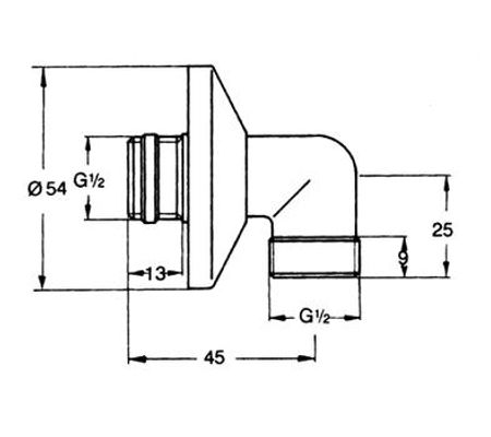 P&M Wandanschlussbogen 1/2", mit Verlängerung u.Schubrosette, Farbe chrom Bild 2